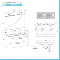 Mobile bagno sospeso 120 cm Smart olmo con specchio