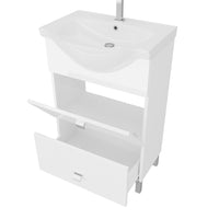 Mobile bagno a terra 55 cm Creta bianco lucido completo di specchio con anta