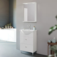 Mobile bagno a terra 55 cm Creta bianco lucido completo di specchio