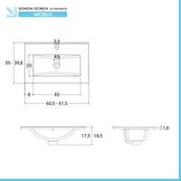 Mobile bagno a terra 60 cm rovere tropea con 1 anta lavabo e specchio | Martha