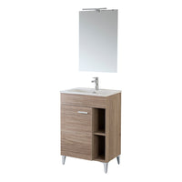 Mobile bagno a terra 60 cm rovere tropea con 1 anta lavabo e specchio | Martha