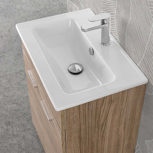 Mobile bagno a terra 60 cm rovere tropea con 2 ante lavabo e specchio | Martha