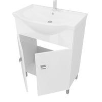 Mobile bagno a terra 65 cm Creta bianco lucido con lavabo e specchio