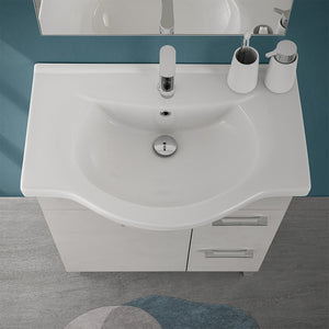 Mobile bagno a terra 75 cm grigio calce con lavabo e specchio Moon