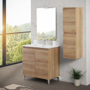 Mobile bagno a terra 80 cm rovere africa con 2 ante soft-close Kleo