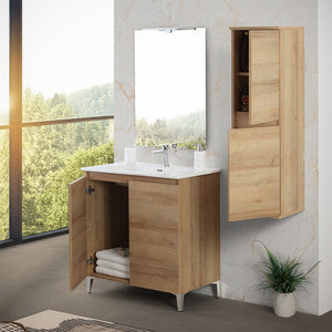 Mobile bagno a terra 80 cm rovere africa con 2 ante soft-close Kleo