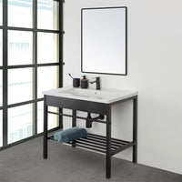 Mobile bagno a terra 80 cm stile industrial nero opaco con specchio Borg