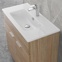 Mobile bagno a terra 80 rovere tropea con lavabo più specchio LED Martha