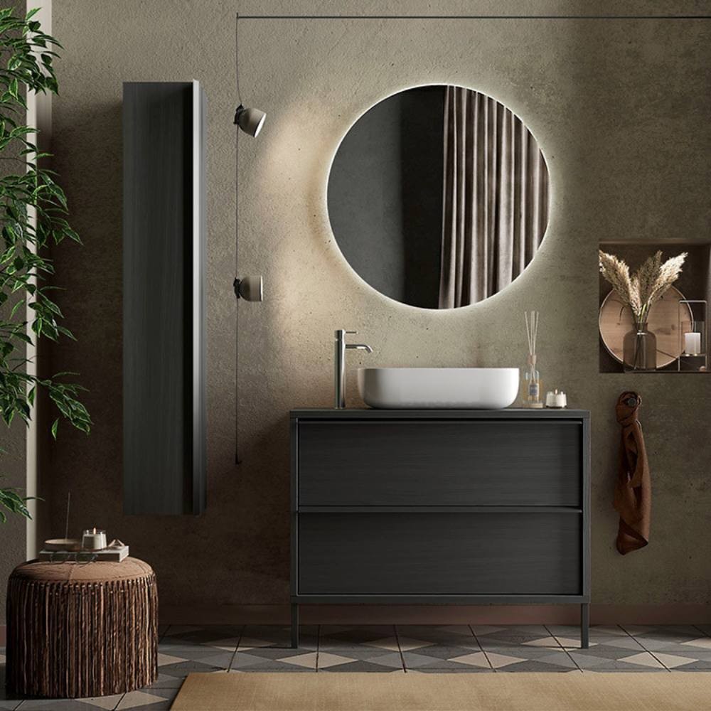 Mobile bagno con 2 cassetti Adam79 nero frassinato