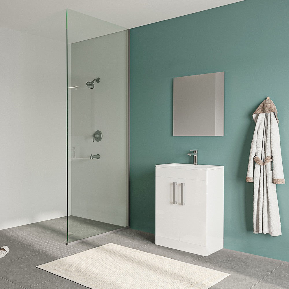 Mobile bagno da terra 60 cm salvaspazio bianco 2 ante Poket