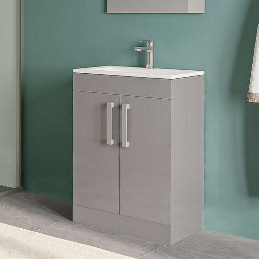 Mobile bagno da terra 60 cm salvaspazio grigio 2 ante Poket