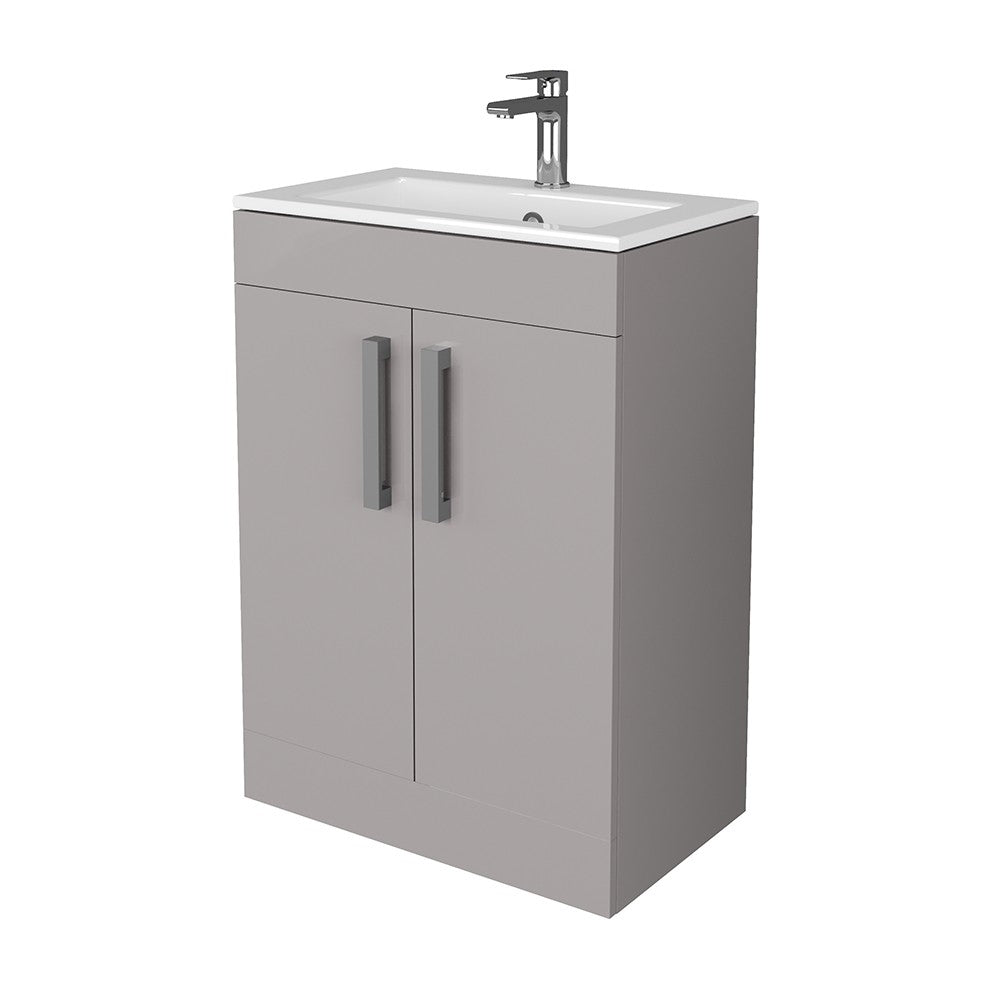 Mobile bagno da terra 60 cm salvaspazio grigio 2 ante Poket