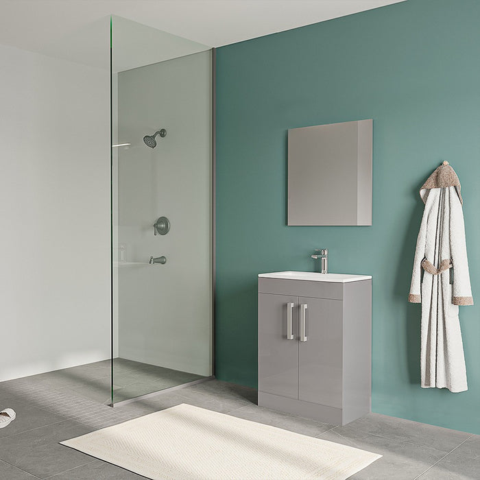 Mobile bagno da terra 60 cm salvaspazio grigio 2 ante Poket