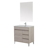 Mobile bagno da terra 80 cm linea Way rovere chiaro con specchio e lavabo