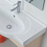 Mobile bagno sospeso 81 cm larice con 2 ante completo di ceramica e specchio