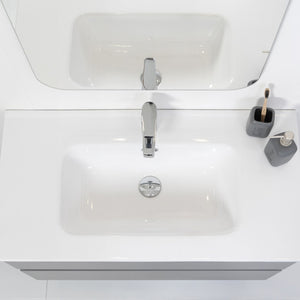 Mobile Bagno Moderno Sospeso 90x47 Grigio Pastello con Specchio