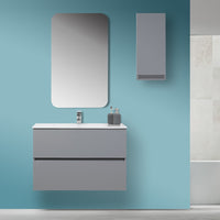 Mobile Bagno Moderno Sospeso 90x47 Grigio Pastello con Specchio