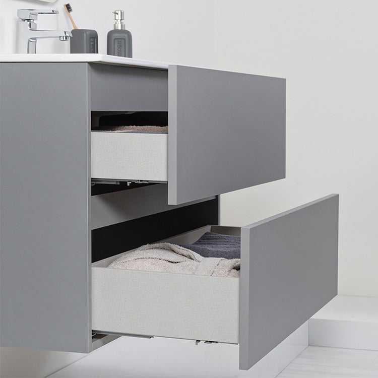 Mobile Bagno Moderno Sospeso 90x47 Grigio Pastello con Specchio