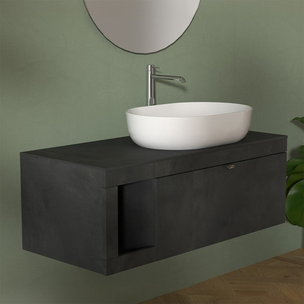 Mobile bagno portalavabo sospeso 110 cm grigio lava con specchio Maya