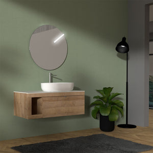 Mobile bagno portalavabo sospeso 110 cm miele con top carrara Maya