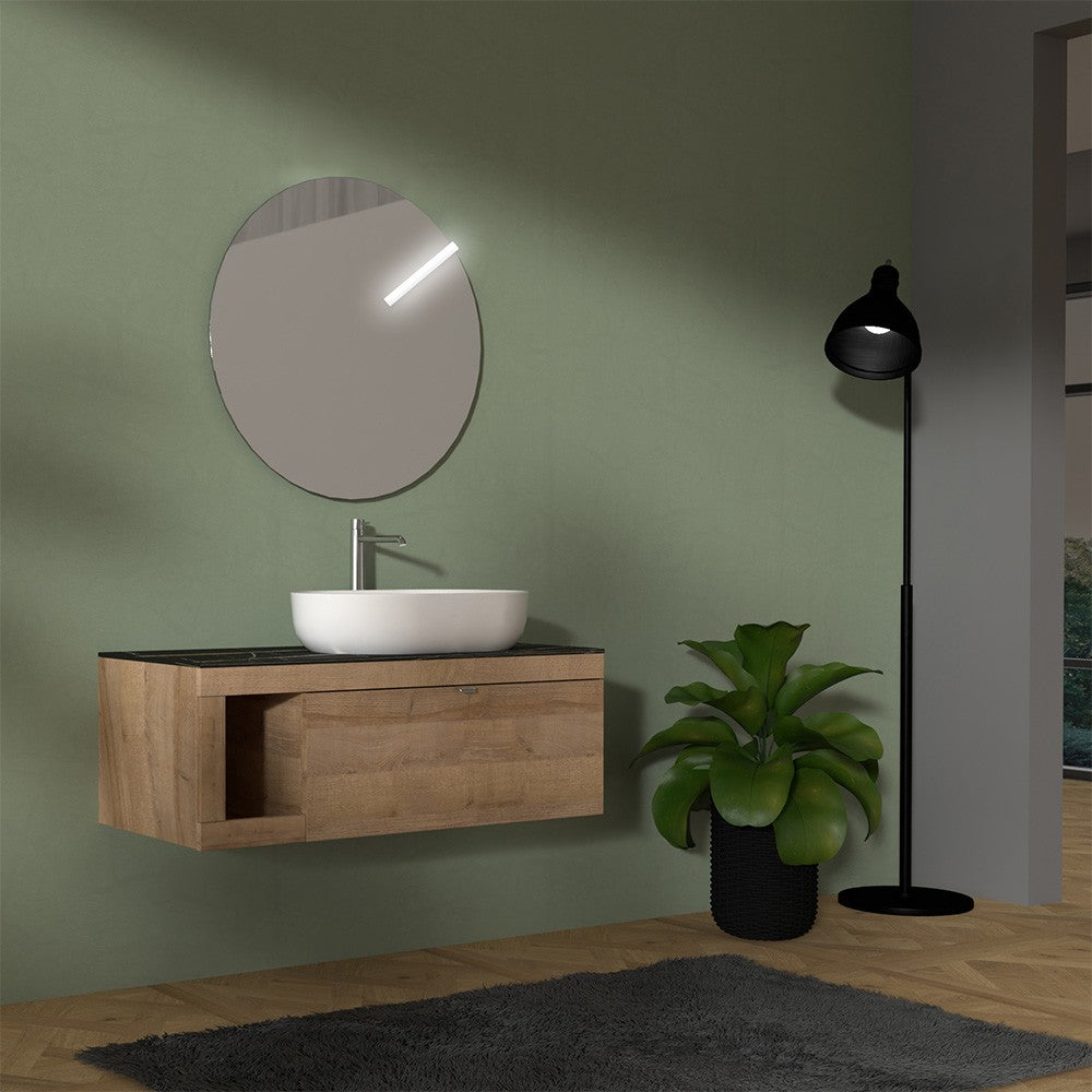 Mobile bagno portalavabo sospeso 110 cm miele con top portoro Maya