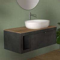 Mobile bagno portalavabo sospeso 80 cm grigio lava con top miele Maya