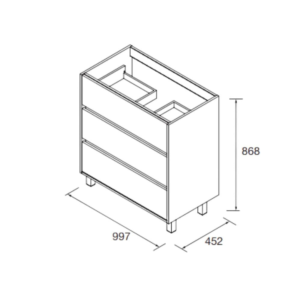 Mobile bagno rovere caledonia 3 cassetti 100x45x86h Elmas100