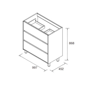 Mobile bagno rovere caledonia 3 cassetti 100x45x86h Elmas100