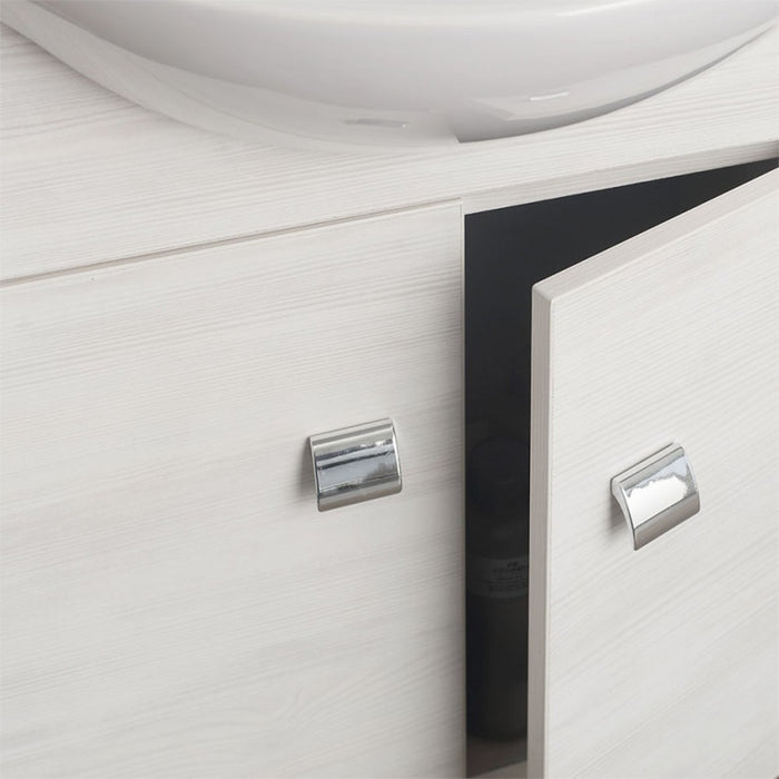 Mobiletto da bagno sospeso 55 cm rovere bianco con lavabo e specchio incluso