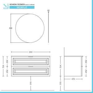 Mobile bagno sospeso 100 cm bianco opaco con lavabo e specchio Matisse