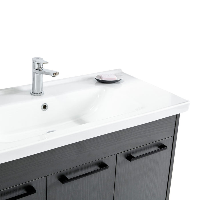 Mobile bagno sospeso 100 cm grigio effetto legno con armadietto a specchio Sofia