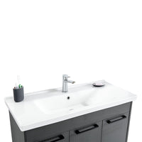 Mobile bagno sospeso 100 cm grigio effetto legno con armadietto a specchio Sofia