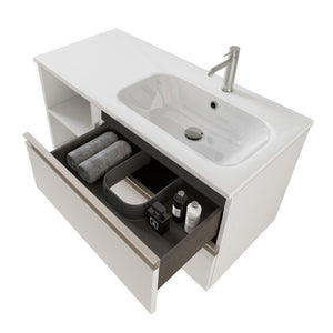 Mobile bagno sospeso 100 cm Master colore bianco con lavabo e specchio