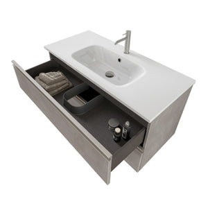 Mobile bagno sospeso 100 cm Master grigio cemento con specchio contenitore