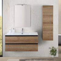 Mobile bagno sospeso 100 cm ossido e rovere con cassetti soft-close Kleo