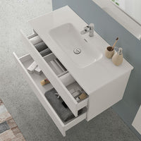 Mobile bagno sospeso 100 cm rovere bianco con pensile H 125 cm Nadia