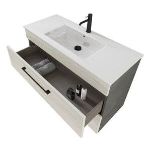 Mobile bagno sospeso 100 cm Smart bianco legno/lava con specchio