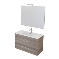 Mobile bagno sospeso 100 cm Smart olmo con lavabo e specchio