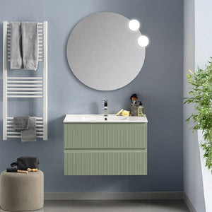 Mobile bagno sospeso 100 cm verde salvia con frontale cannettato Giava