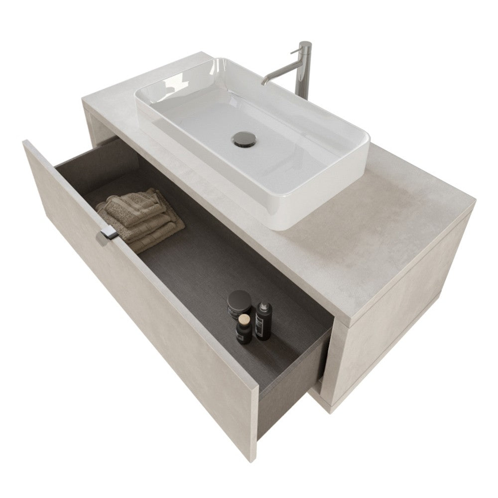 Mobile bagno sospeso 110 cm Master grigio nuvola con lavabo e specchio