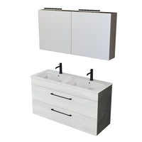 Mobile bagno sospeso 120 cm Smart bianco legno/lava con specchio contenitore