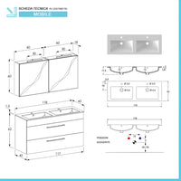 Mobile bagno sospeso 120 cm Smart bianco legno/lava con specchio contenitore