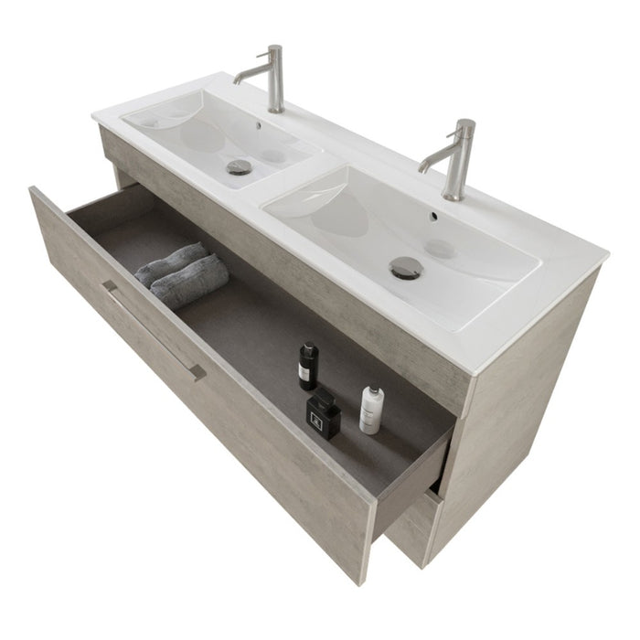 Mobile bagno sospeso 120 cm Smart grigio legno con specchio