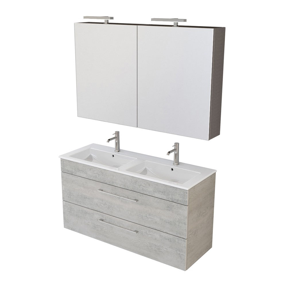 Mobile bagno sospeso 120 cm Smart grigio legno con specchio