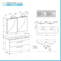 Mobile bagno sospeso 120 cm Smart grigio legno con specchio