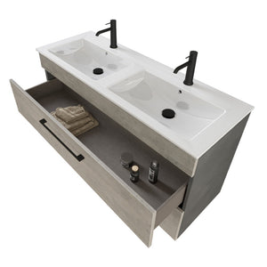 Mobile bagno sospeso 120 cm Smart grigio legno/lava con specchio