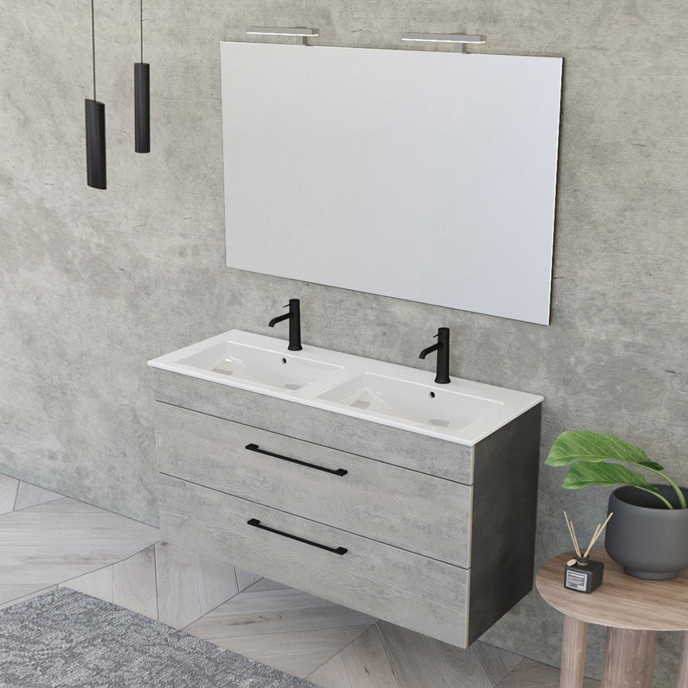 Mobile bagno sospeso 120 cm Smart grigio legno/lava con specchio