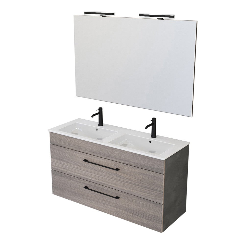 Mobile bagno sospeso 120 cm Smart olmo/lava con specchio