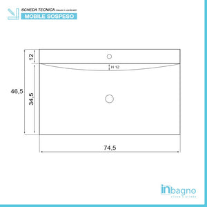 Mobile Sospeso 2 cassetti rovere chiaro 75x51 cm con specchio e mensola