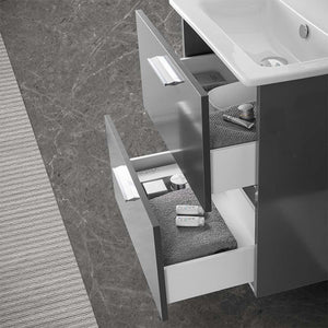 Mobile bagno sospeso 60 antracite lucido con lavabo e specchio Miami